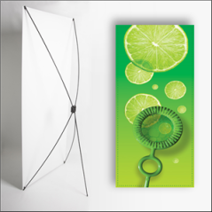 Kakemono Vert Bulle - 180 x 80 cm - Toile M1 avec structure  X- Banner