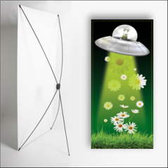 Kakemono Vert Martien - 180 x 80 cm - Toile M1 avec structure  X- Banner