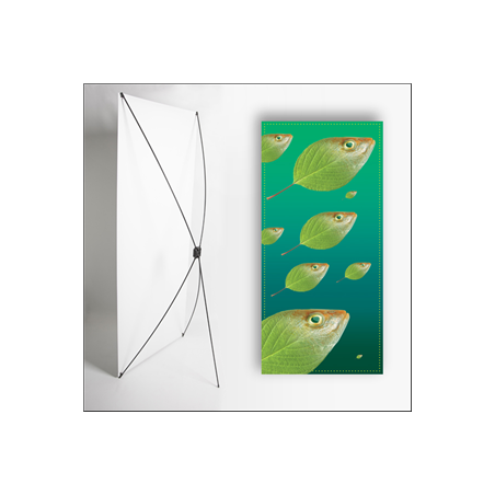 Kakemono Vert Poisson - 180 x 80 cm - Toile M1 avec structure  X- Banner