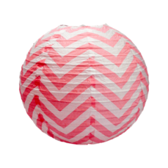 Lampion à chevron rouge papier - Diam. 35cm