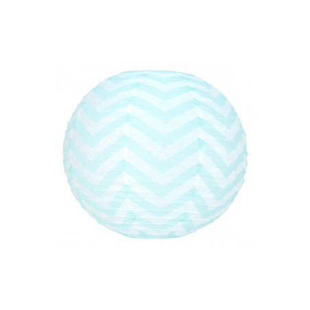 Lampion à chevrons bleus papier - Diam. 35cm