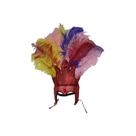 Coiffe de danseuse de carnaval brésilien à sequins  et  plumes d'autruche 65 cm
