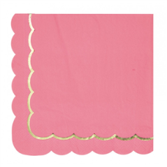 Lot de 16 serviettes en papier rose et or 33x33 cm