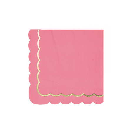 Lot de 16 serviettes en papier rose et or 33x33 cm