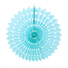 Éventail bleu dragée papier - Diam. 53cm