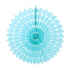 Éventail bleu dragée papier - Diam. 20cm