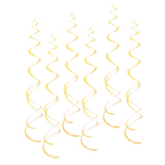 Lot de 6 tourbillons jaunes papier - Haut. 60cm