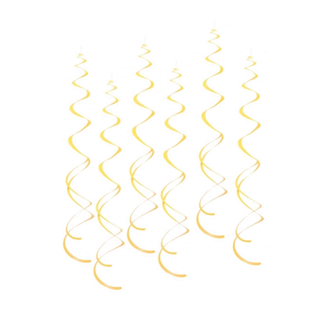 Lot de 6 tourbillons jaunes papier - Haut. 60cm