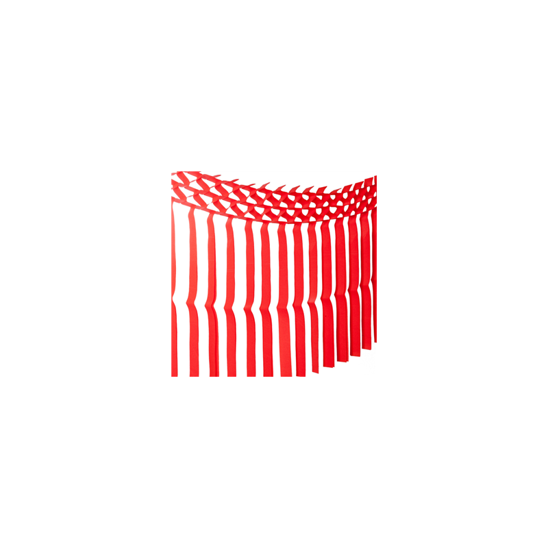 Guirlande zinnia rouge avec franges - papier Haut. 70cm / Long. 3m