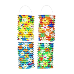 Lampion cylindrique 16cm fleurs Hippie (4 modèles ass.) vendu à l'unité
