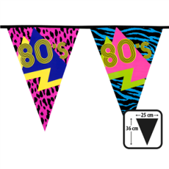 Guirlande de fanions recto seul PE 80's (36 x 25 cm)(6 m)