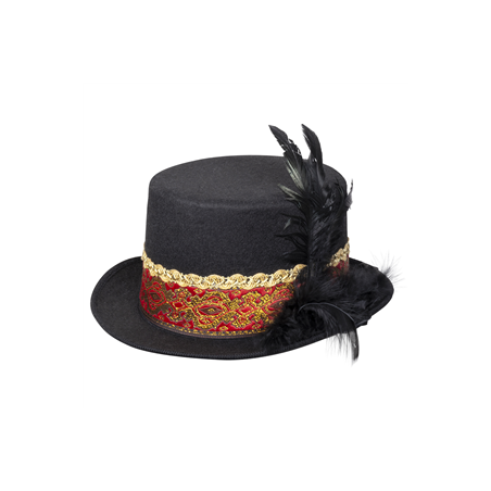 Chapeau Haut de forme femme à broderie et plumes