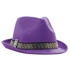 Chapeau Funky violet polyester - taille adulte - Haut. 13cm Diam. 29cm