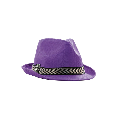 Chapeau Funky violet polyester - taille adulte - Haut. 13cm Diam. 29cm