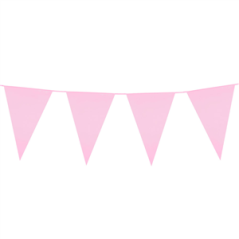 Guirlande de fanions rose clair 30 x 20cm - PLASTIQUELong. 10m