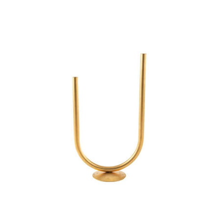 Soliflore Double Métal Or Antique sur Socle 29 x 17cm