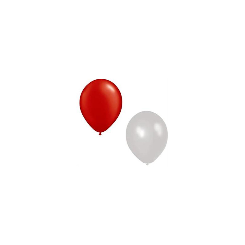 Ballon rouge et blanc x6 - Diam. 29cm