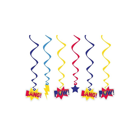 Lot de 6 tourbillons Super Héros - Haut. 40cm