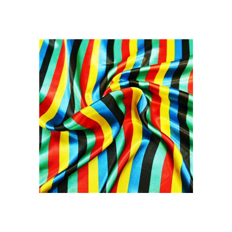 Tissu satin rayures multicolores - Larg. 150cm (vendu au mètre)