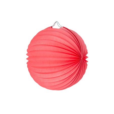 Lampion rose rond corail papier - Diam. 30cm