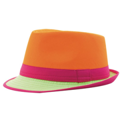 Chapeau fun fluo orange en tissu - Taille adulte