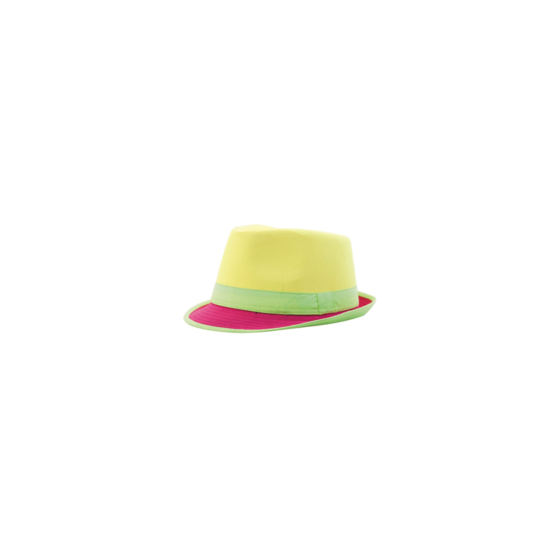 Chapeau fun fluo jaune en tissu - Taille adulte