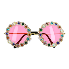 Paire de lunettes bohème rose et strass -Taille adulte