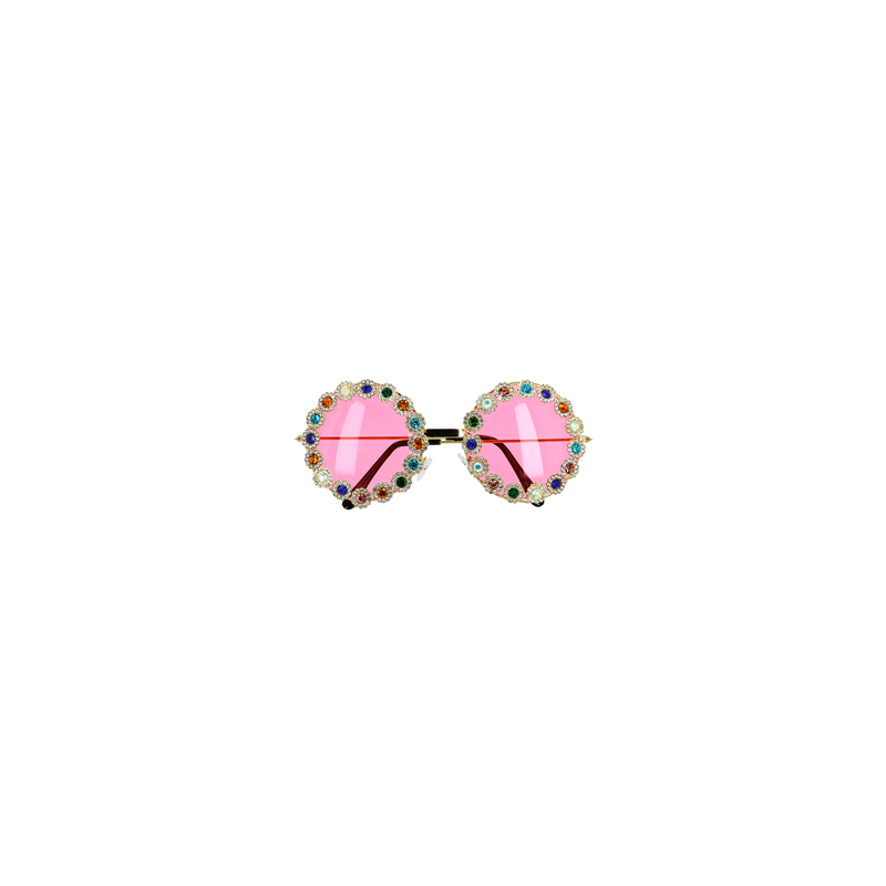 Paire de lunettes bohème rose et strass -Taille adulte