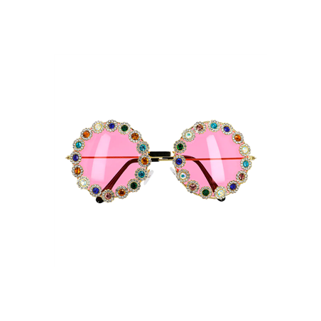 Paire de lunettes bohème rose et strass -Taille adulte
