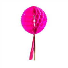 Boule alvéolée rose fuchsia avec tassel - Diam. 30cm
