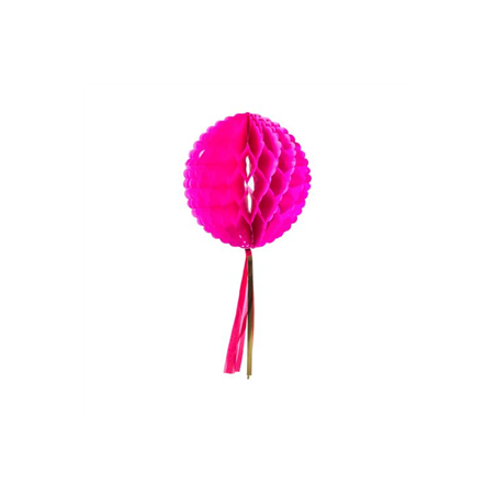 Boule alvéolée rose fuchsia avec tassel - Diam. 30cm