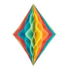 Losange alvéolé multicolore berlingot papier - 30 x 22cm