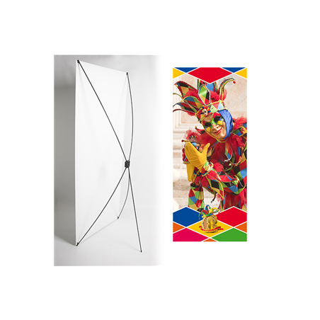 Kakemono Arlequin carnaval - 180 x 80 cm - Toile M1 avec structure X- Banner