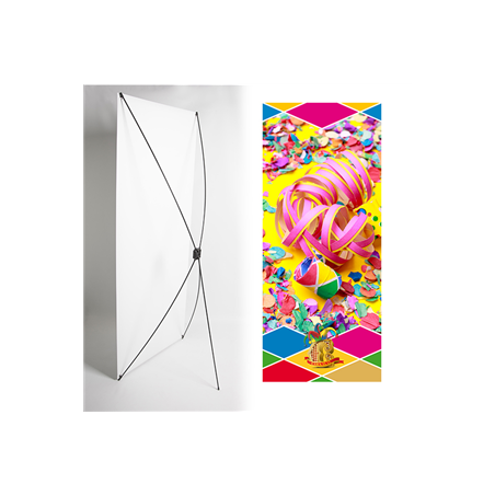 Kakemono cotillons carnaval - 180 x 80 cm - Toile M1 avec structure  X- Banner