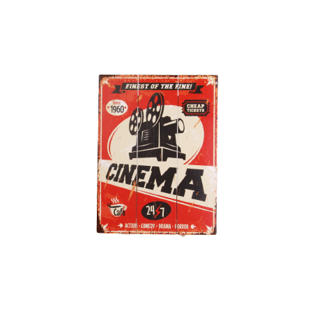 Plaque en bois CINÉMA - 30 x 40cm