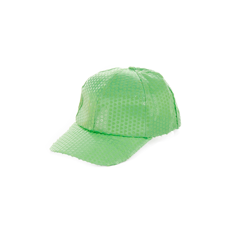 Casquette sequin vert néon - Taille adulte - Haut. 13 cm Diam. 27 cm