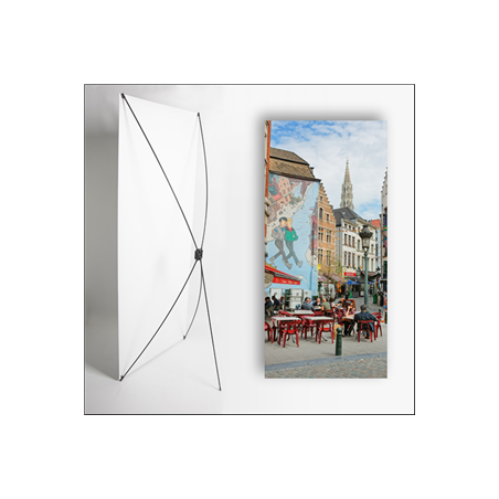 Kakemono Belgique Terrasse - 180 x 80 cm sur Toile M1 avec structure X- Banner
