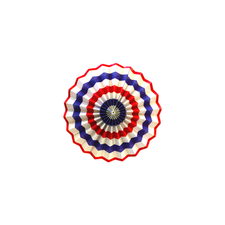 Eventail bleu - blanc - rouge  - papier - Diam. 30 cm
