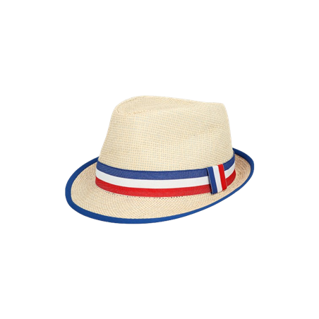 Panama en paille avec ruban tricolore - Taille adulte