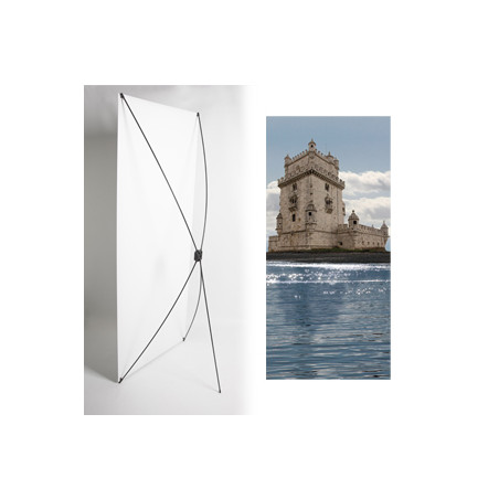 Kakemono Portugal Tour de Belem 180 x 80 cm - Toile M1 avec structure  X- Banner