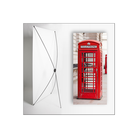 Kakemono Angleterre Cabine - 180 x 80 cm - Toile M1 avec structure X- Banner