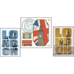 Mobiles UK London x3 R/V - carton - 30 x 30 cm max