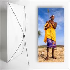 Kakemono Afrique Homme  - 180 x 80 cm - Toile M1 avec structure  X- Banner