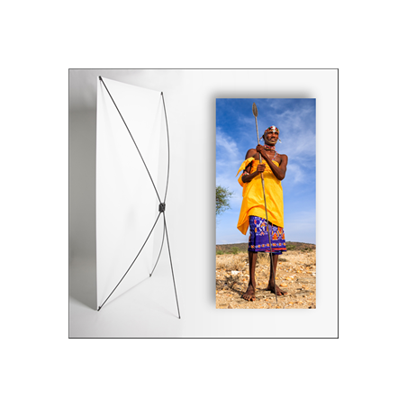 Kakemono Afrique Homme  - 180 x 80 cm - Toile M1 avec structure  X- Banner