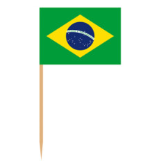 Drapeaux mini Brésil x50 papier - 3.5 x 2.5cm (pic en bois de 6.5cm)
