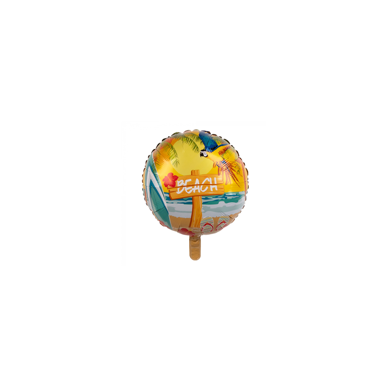 Ballon mylar Beach - Diam 45cm - Aluminium (paille de gonflage incluse)
