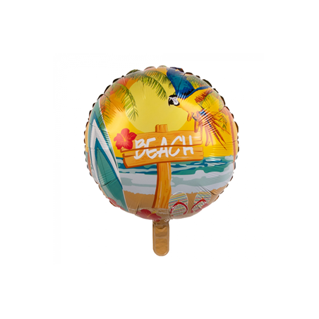 Ballon mylar Beach - Diam 45cm - Aluminium (paille de gonflage incluse)