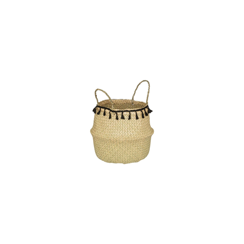 Panière tressés à pompons - 30 x 37cm