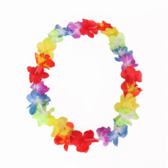 Lot de 12 colliers de fleurs multicolores - tergal - Diam. 47cm