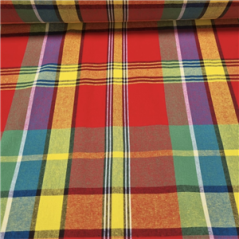 Tissu coton Madras rouge - Larg. 145 cm (vendu au mètre)